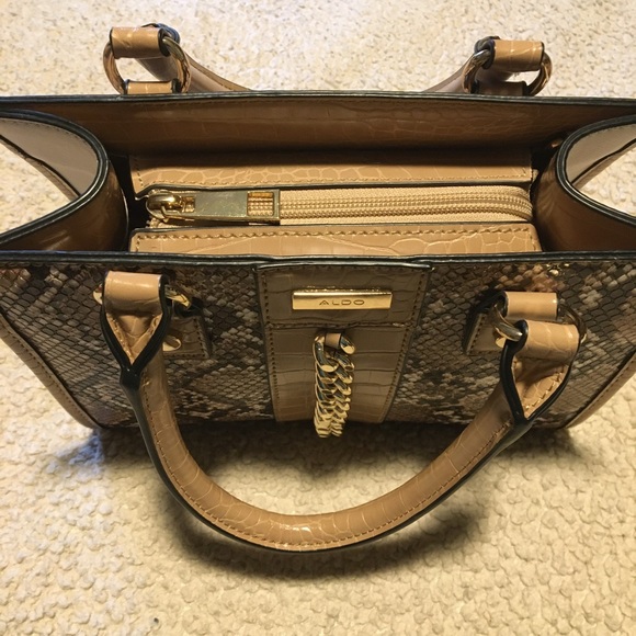 ALDO Purse - 9.5 length and 7.5 height.  Tan and snake skin pattern. - Picture 5 of 7
